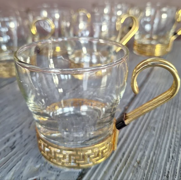 Vintage Libbey Glass Co. "Greek Key" Continental Coffee Cups 6 - Picture 6 of 10